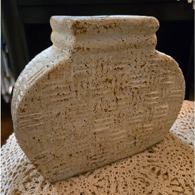 Mid-Century Modern Vintage Earthenware Vessel With Incised Basket Weave Pattern For Sale - Image 3 of 6