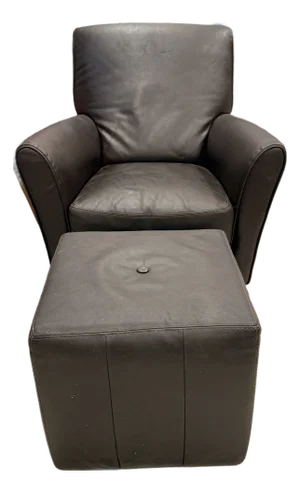 Calia Italian Leather Chair and Ottoman