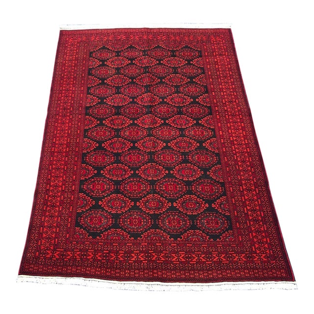 Hand Knotted Afghan Turkmen Rug For Sale