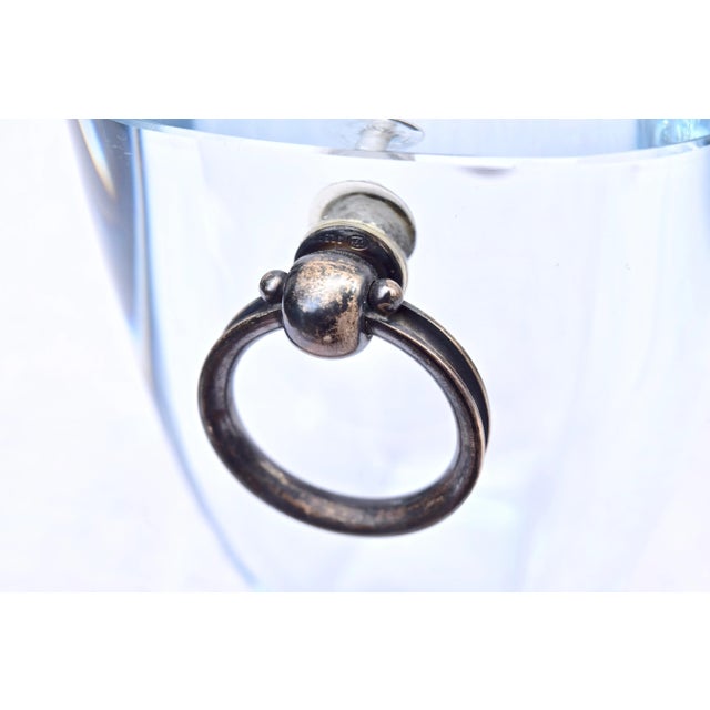 Mid 20th Century Strömbergshyttan Sweden Blue Glass Ice Bucket With Sterling Silver Handles For Sale - Image 10 of 11