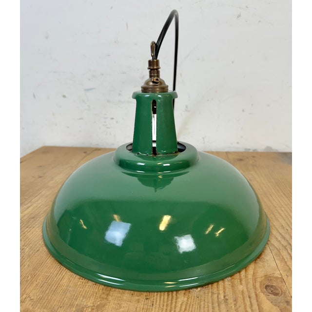 Industrial Green Enamel Factory Pendant Lamp, 1960s For Sale - Image 16 of 18
