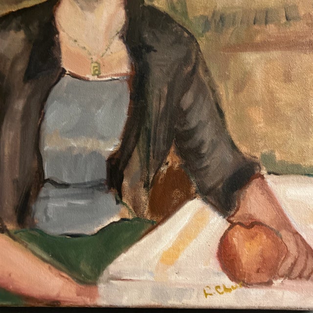 Contemporary 1980’s Vintage Original Female Portrait Painting Signed For Sale - Image 3 of 5