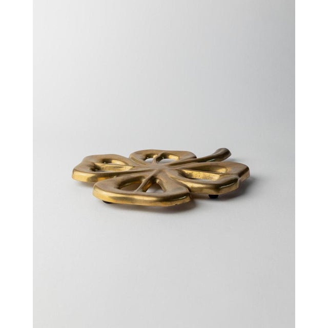 Vintage Leaf-Shaped Brass Coaster, Italy, 1960s For Sale - Image 5 of 13