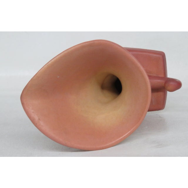 Ceramic Roseville 321-6 Cornucopia Vase 1940s Apple Blossom For Sale - Image 7 of 13