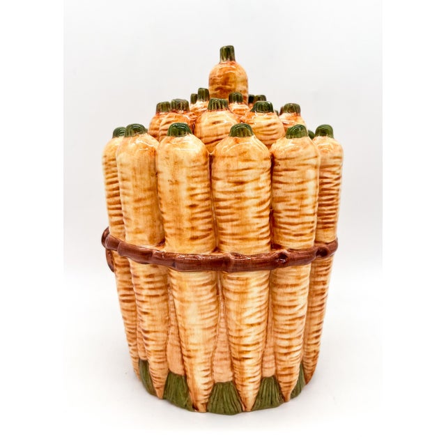 Ceramic Vintage Italian Nove San Marco Carrot Jar – Ceramic Lidded Canister – Whimsical / Vegetableware For Sale - Image 7 of 12