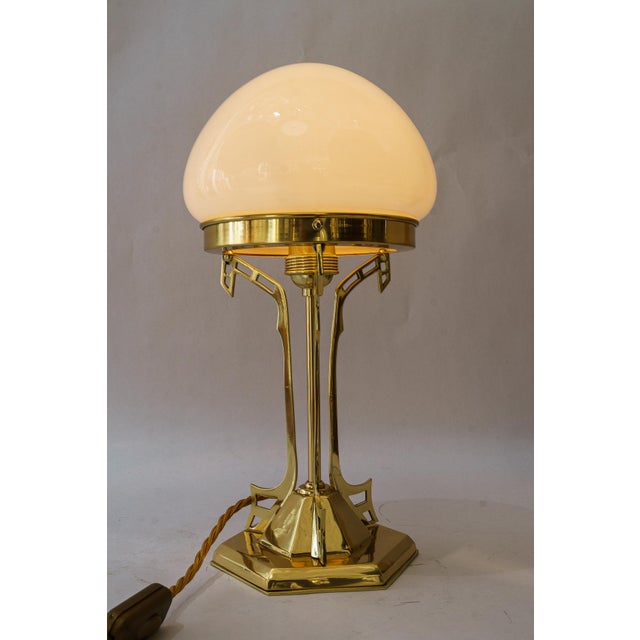 Art Deco Table Lamp with Opal Glass Shade, 1920s For Sale - Image 3 of 13