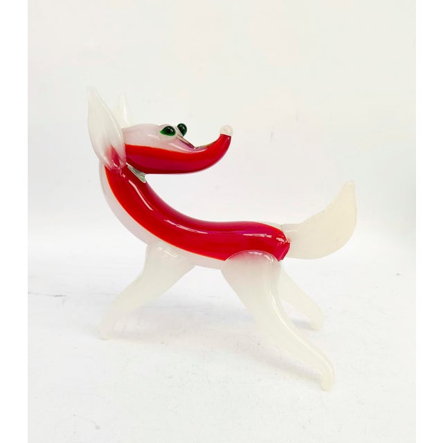 Vintage White and Red Murano Glass Fox Figurine attributed to Murano for Maestri di Murano, 1950s For Sale - Image 10 of 10