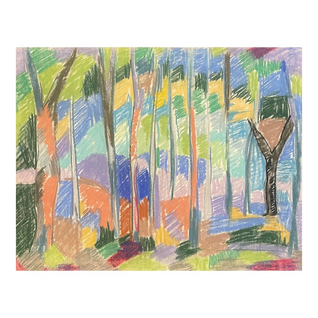 1960s Frank Wallace Forest Interior Landscape Pastel For Sale