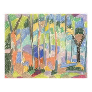 1960s Frank Wallace Forest Interior Landscape Pastel