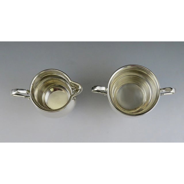 Revere Mid 20th Century Sterling Silver Revere Silversmiths Danish/Jensen Blossom Creamer Sugar Bowl Set For Sale - Image 4 of 8