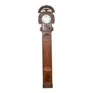 Antique Sénéchal French Louis XVI Tall Oak Longcase Clock For Sale