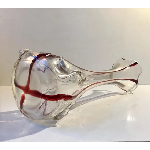 Large Art Nouveau Glass Vase with Cherry Threading, 1910s For Sale - Image 8 of 11