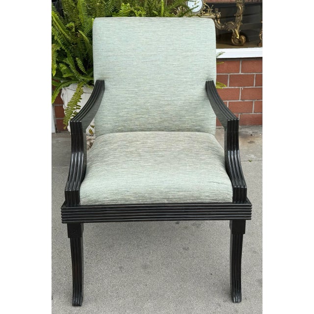 Art Deco Art Deco J. Robert Scott Black Lacquer Arm Chair For Sale - Image 3 of 6