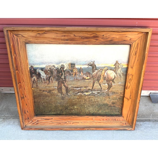 Charles Marion Russell Vintage Old West Cowboy/Horse Print For Sale - Image 4 of 7