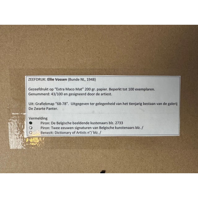 Plastic Ellie Vossen, Untitled, 1960s, Signed Screen Print, Framed For Sale - Image 7 of 13