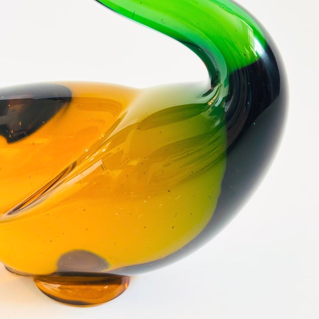 Glass Vintage Art Glass Duck For Sale - Image 7 of 8