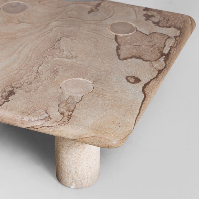 Golden Stone Tables with Interlocking Legs, 1970s, Set of 3 For Sale - Image 11 of 18