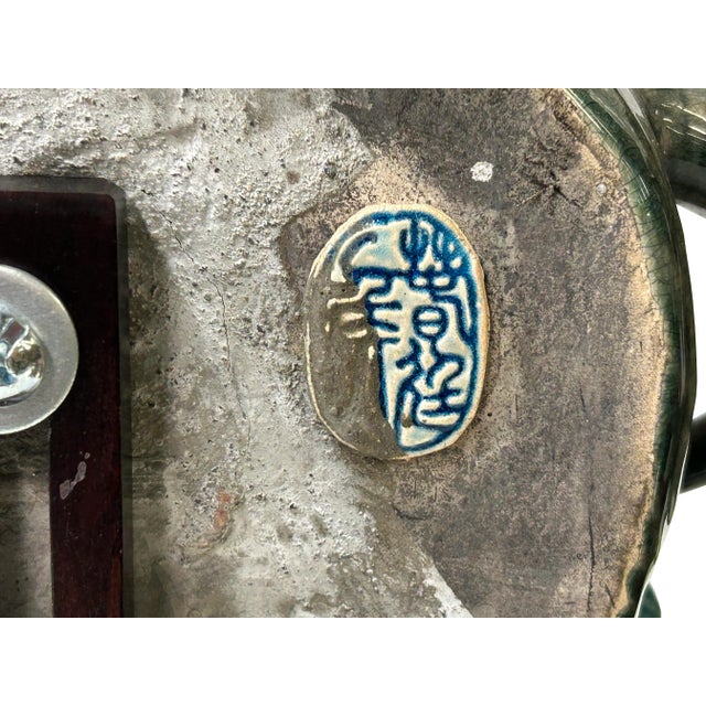 Ceramic Chinese Vintage Color Ceramic Warrior Riding Elephant Figure Display Art For Sale - Image 7 of 8