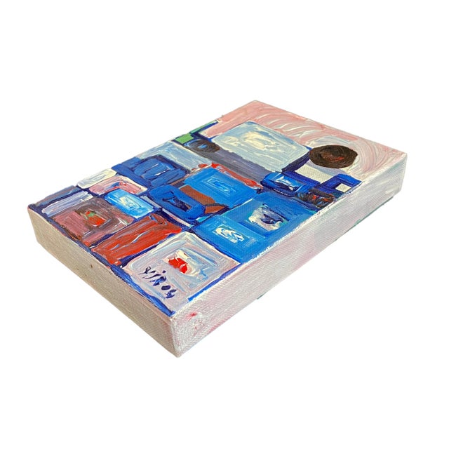 Textile Acrylic on Cardboard Box Abstract Signed Yjr 2004 For Sale - Image 7 of 9