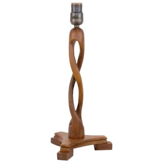 Artisanal Wood Table Lamp For Sale