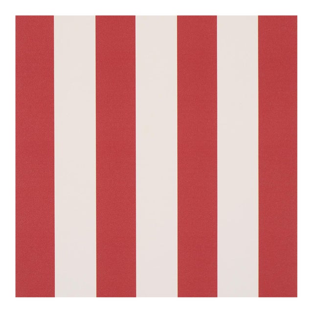 Sample - Schumacher Emma Stripe Wallcovering in Red For Sale