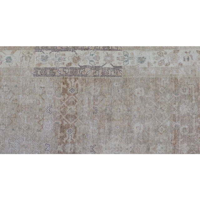 Tan Persian Hamedan Vintage Gallery Rug With Sub-Geometric Design Earth Tones For Sale - Image 8 of 11