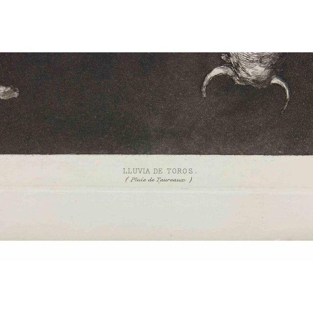 Hollywood Regency Francisco Goya, Rain of Bulls, 1877, Etching For Sale - Image 3 of 4