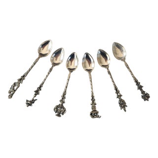 Mid 20th Century Italian Figural Silverplate Demitasse Spoons – Set of 6 For Sale