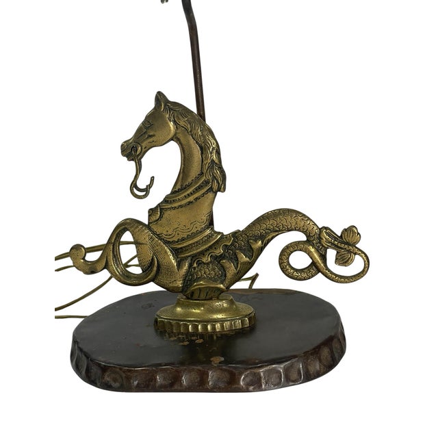 Mid-20th Century Italian Cast Brass Hippocamp Table Lamp For Sale - Image 4 of 12