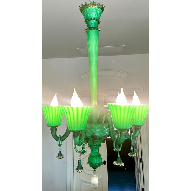 Emerald Vintage Italian Murano Glass Chandelier For Sale - Image 8 of 12
