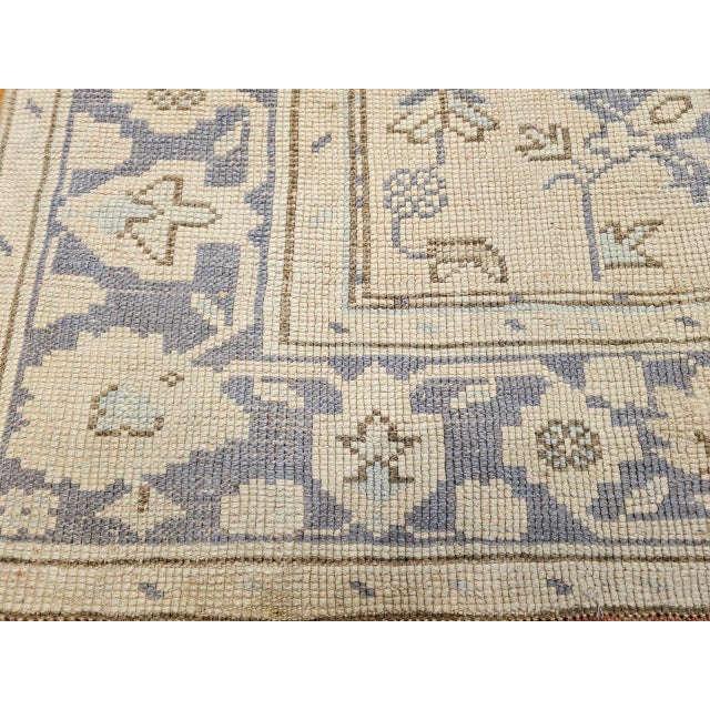 Vintage Turkish Oushak Room Size Rug, Hand-Knotted Wool, Ivory, Blue, 8' x 10' For Sale - Image 14 of 16