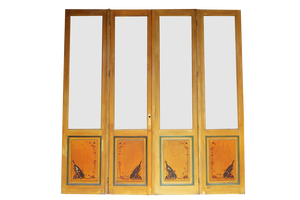 Art Nouveau Double Door with Etched Glass Panes, 1890s, Set of 4