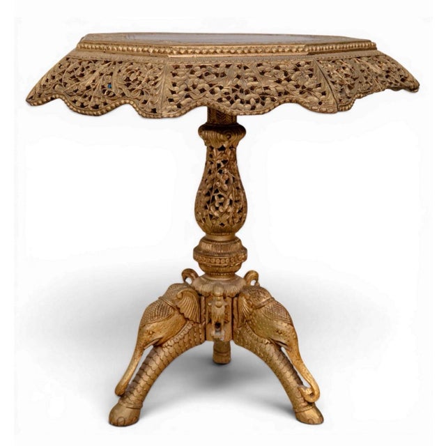 English Antique Anglo-Indian Carved Wood Elephant Table For Sale - Image 3 of 7