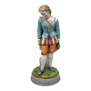 Antique 13" Bisque Porcelain Figurine – Young Gentleman in 18th Century Dress
