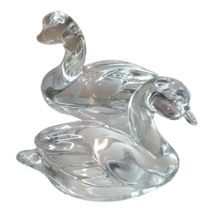 1980s Exquisite Pair of Signed Steuben Ny Crystal Duck Figurines