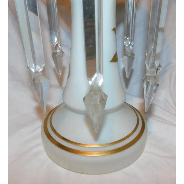 White Pair of 1920s Milk Glass Candle Lustres For Sale - Image 8 of 11