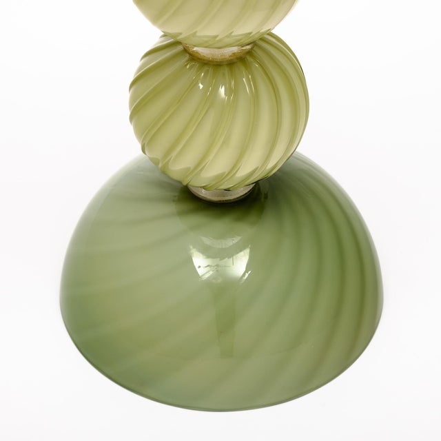 Glass Venetian Glass, Classic Globe Lamps, Soft Green, Murano - a Pair For Sale - Image 7 of 9