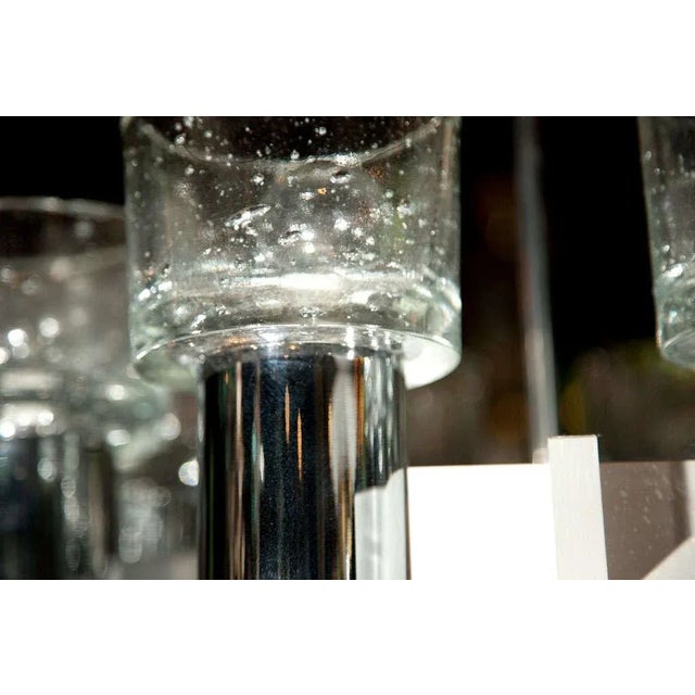 Lightolier Lightolier Chrome and Glass Chandelier For Sale - Image 4 of 8