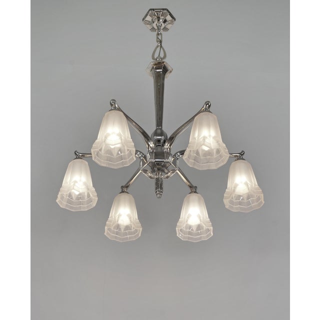 French Art Deco Chandelier by Degue 1930 France For Sale - Image 11 of 12