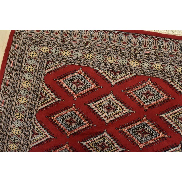 Bokhara Jaldar Rug 4’1” X 6’2” Red Wool Tribal Hand-Knotted Oriental Carpet For Sale In Philadelphia - Image 6 of 12