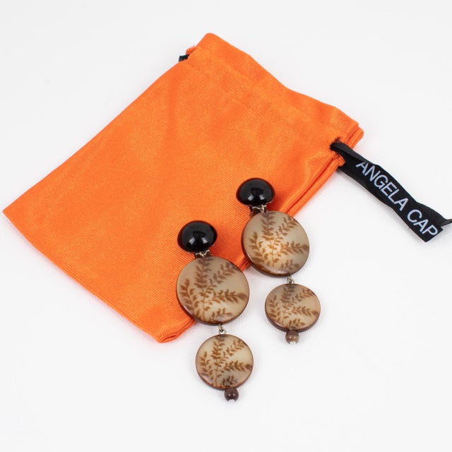 Angela Caputi Black and Brown Floral Clip Earrings - 2 Pieces For Sale In Atlanta - Image 6 of 6