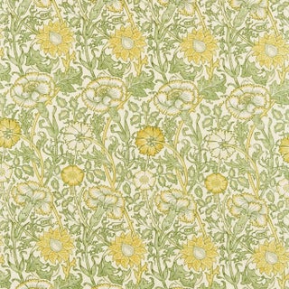 Morris & Co Pink & Rose Fabric in Cowslip/Fennel For Sale