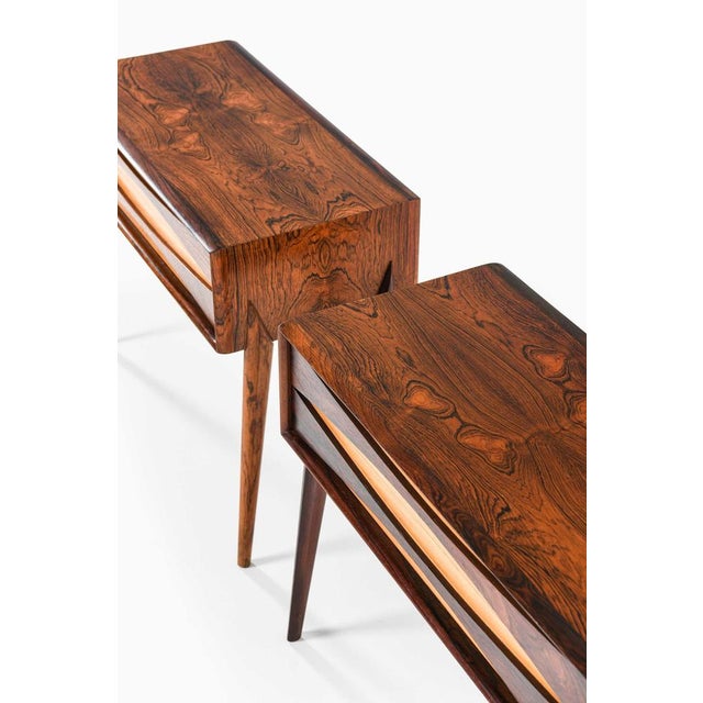 Beech and Rosewood Bedside Tables by Rimbert Sandholt, 1960s, Set of 2 For Sale - Image 3 of 12