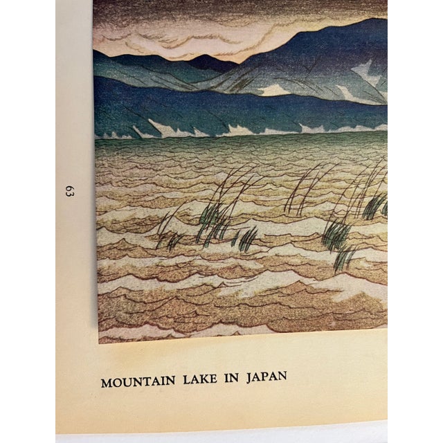 Absolutely marvelous book illustration by Ito Shinsui, "Mountain Lake in Japan." On soft ivory toned paper. Beautiful...