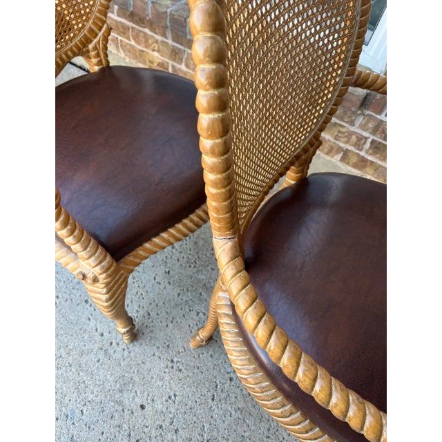 Set of 2 (Only 1 Set Available) Twisted and Knotted Rope Motif Cane Back Arm Chairs, 1970s, in the Style of Napoleon III and Comini and Modonutti For Sale - Image 9 of 12