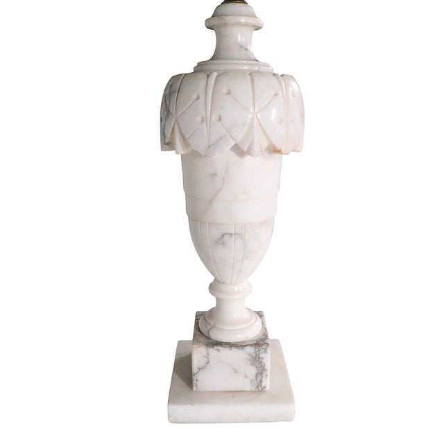 Mid 20th Century Hollywood Regency Carved Alabaster Table Lamp Made in Italy For Sale In New York - Image 6 of 12
