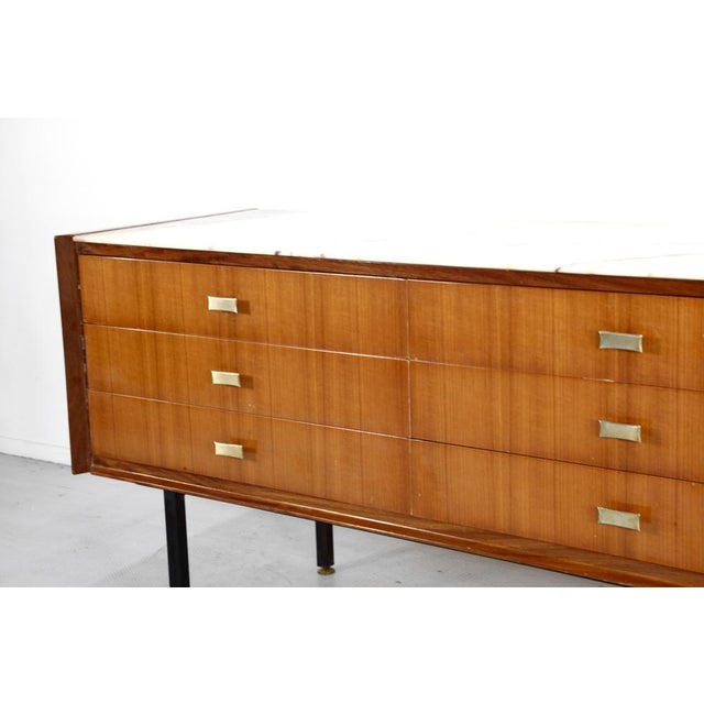 1960s Italian Teak, Carrara Marble and Brass Sideboard from Cantu, 1960s For Sale - Image 5 of 12