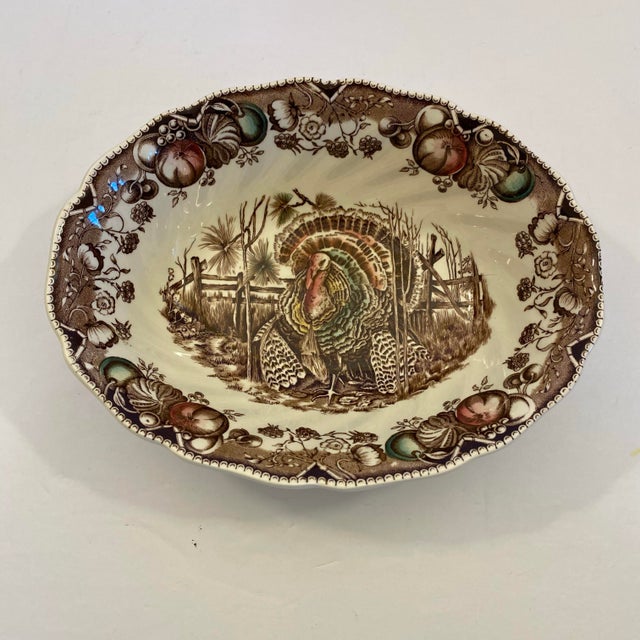 Ceramic 1950s Johnson Bros ‘His Majesty’ Turkey Vegetable Bowl For Sale - Image 7 of 7