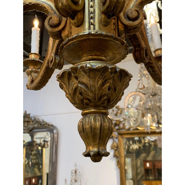 19th Century Italian Carved and Giltwood 12-Light Chandelier For Sale In Dallas - Image 6 of 8