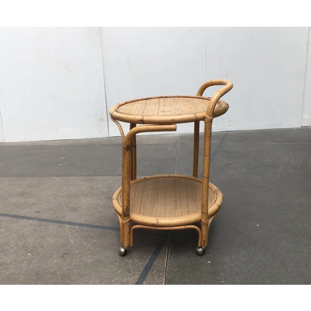 Vintage Italian Rattan & Bamboo Serving Trolley from Dal Vera For Sale - Image 11 of 18